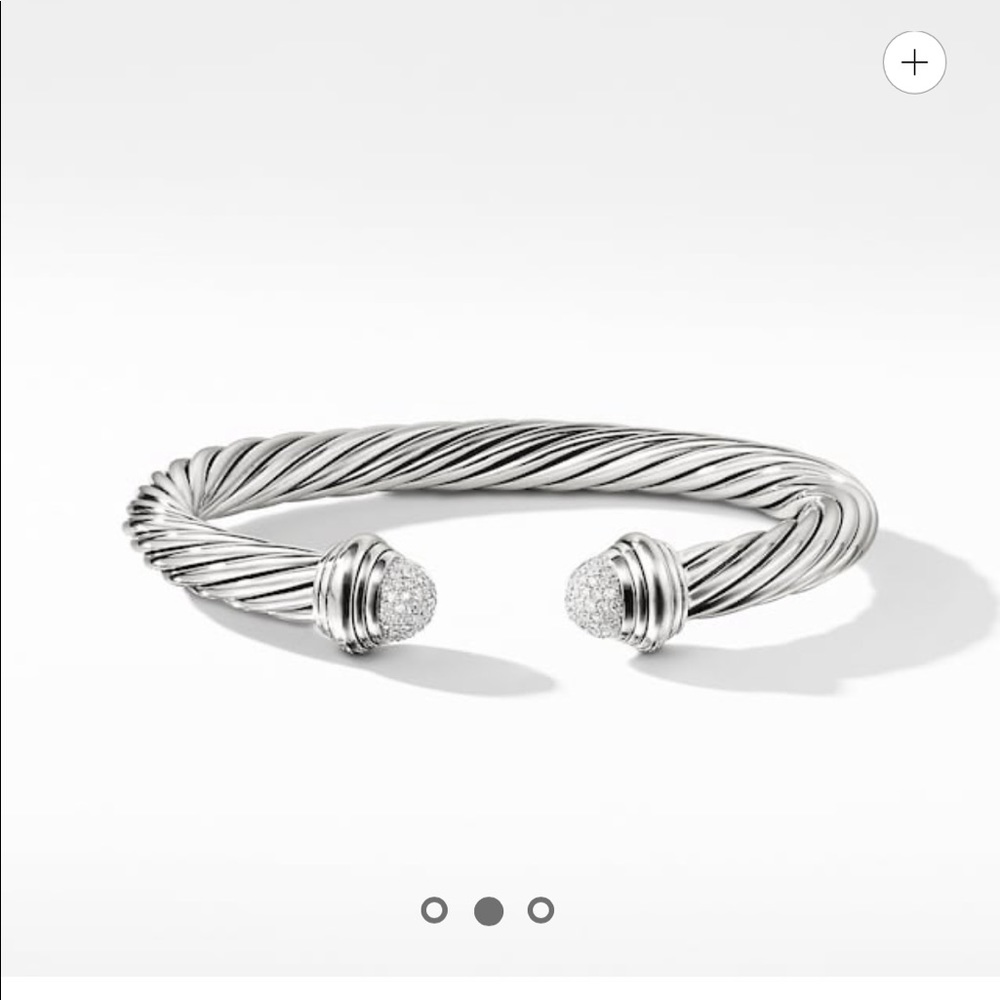 David Yurman Silver Cable Bracelet with Diamonds - Picture 3 of 7